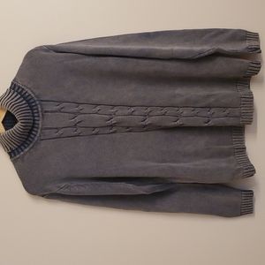 Report Collection Gray Turtle Neck Cable Knit 100% Cotton Sweater L